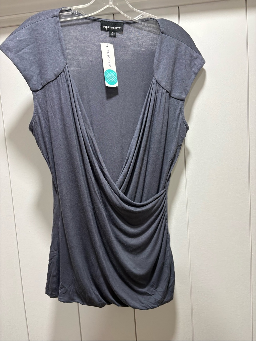 Fortune & Ivy Stitch Fix NWT Medium Gray  Faux Wrap Sleeveless
